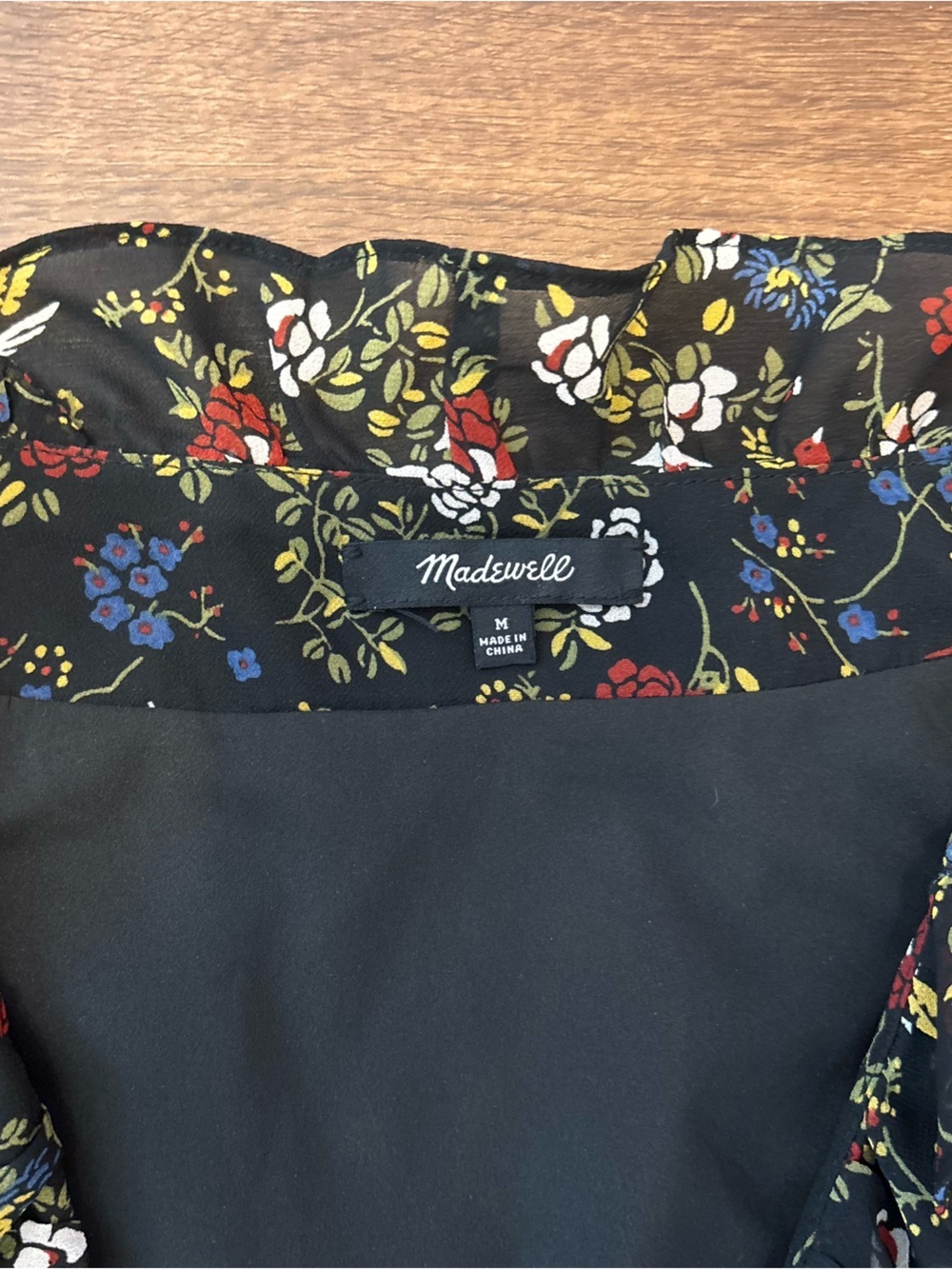 Madewell Medium Sheer-Sleeve Ruffled Wrap Dress in Finch Floral Black - Picture 5 of 6
